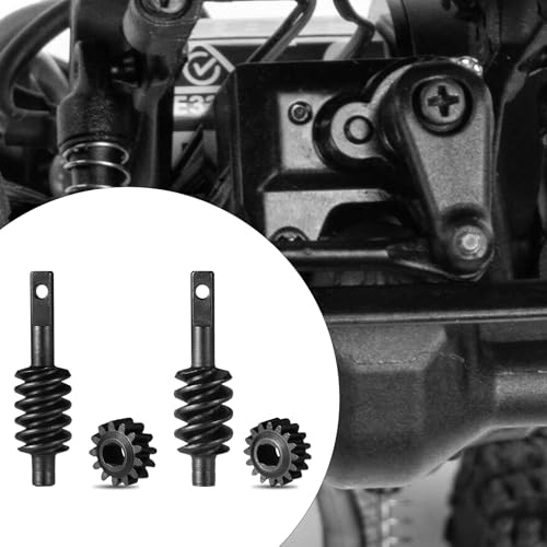 4pcs 2/13T & 2/16T Axle Overdrive Worm Gear Set for 1/30 Axial SCX30, Steel Front & Rear Axle Upgrade Parts for RC Crawler Performance