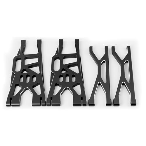 Aluminum Front Upper & Lower Suspension Arms Upgrades Set for 1/5 X-Maxx XMaxx RC Car (Black) - color: Black