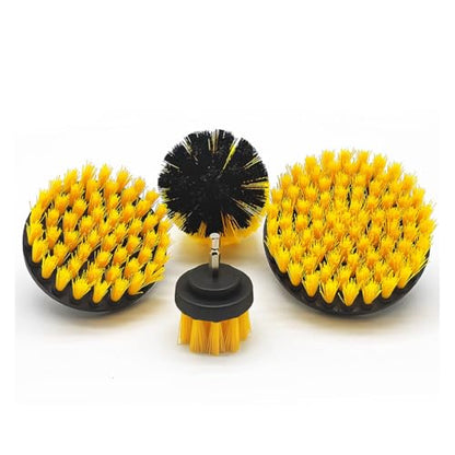 ZIMISI 4PCS Drill Brush Attachment Set, Mult-Purpose Car Wash Brush, Rotary Detailing Brush Set, Car Carpet Cleaner Brushes for Wheel, Grout, Shower, Bathroom, Floor (Yellow)