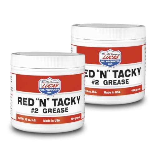 Lucas Oil Red N Tacky Grease 1 lb – 2 Pack | Heavy Duty Lithium Grease | Waterproof, High Temp | for Trailer, Bearings, Farm, Auto Use