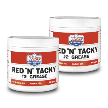 Lucas Oil Red N Tacky Grease 1 lb – 2 Pack | Heavy Duty Lithium Grease | Waterproof, High Temp | for Trailer, Bearings, Farm, Auto Use