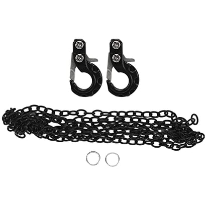 2Pcs RC Trailer Hook with Chain Aluminum Alloy Iron Simulation Climbing Car Tow Hook for 1/10 Scale Crawler Truck SCX10 D90 D110 TF2 Climbing Car RC Car Accessory(Black) - color: Black