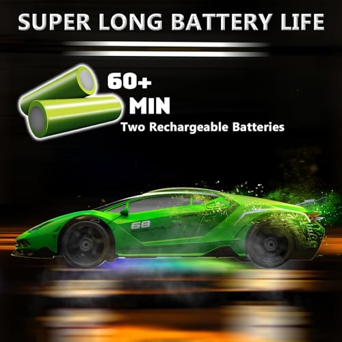 Remote Control Car RC Drift Car 2.4GHz 1:24 4WD 15KM/H High Speed Racing Sport Car with LED Lights Drifting Tire Racing Sport Toy for Adults Boys Girls Kids Gift - color: Green