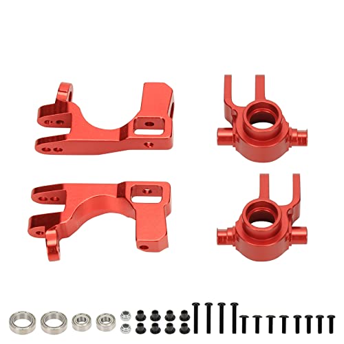 RCAWD Aluminum Caster Blocks (c-hubs) & Steering Blocks for 1/10 Traxxas Slash Rustler Stampede Hoss 4x4,Upgrade Replacement of 6832 6837 Hop Ups(Red)