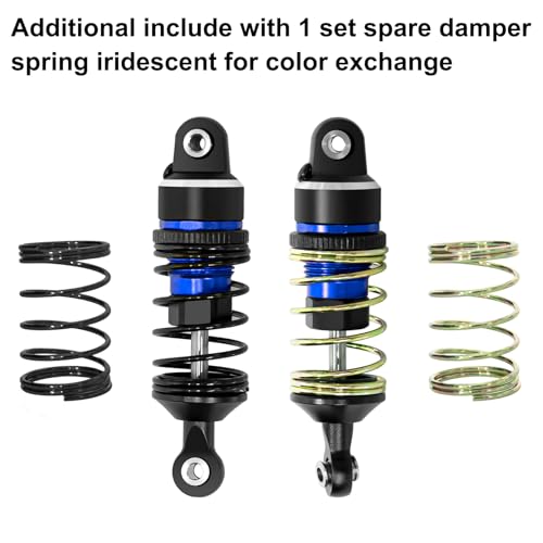1/16 Aluminum RC Shock Absorber Front Rear Adjustable Springs Shock Damper | for Traxxas 1/16 Mini Slash BL-2S 4x4 Short Course Truck 108164-1, 4PCS, Blue - color: Blue