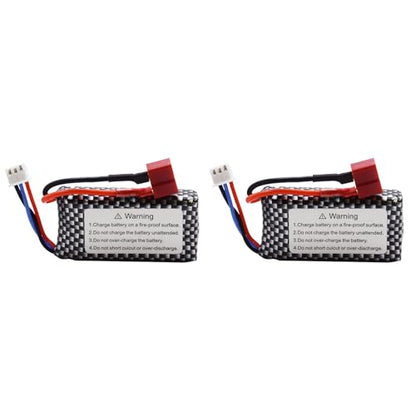 Blomiky 2 Pack 7.4V 1000mAh 7.4Wh 30C Lipo Battery T Plug Suitable for Haiboxing 18859E 18858 16890A and Q903 RC Trucks / Q903 Battery only