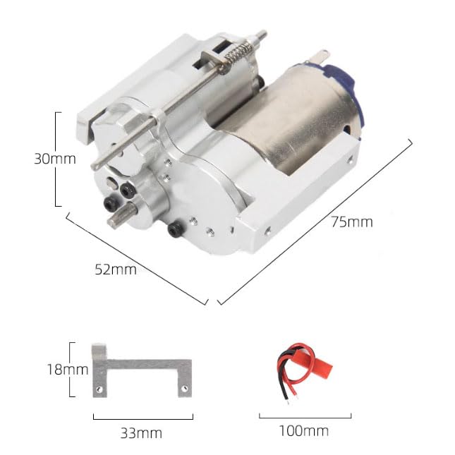 2nd Gear Gearbox Speed Change Gear Box with 370 Brushed Motor, Third Generation Metal Wave Box, for 1/16 WPL C24 C34 C44 C54 B16 B36 MN D90 MN40 MN45 MN77 MN99 MN99s RC Car (Silver) - color: Silver