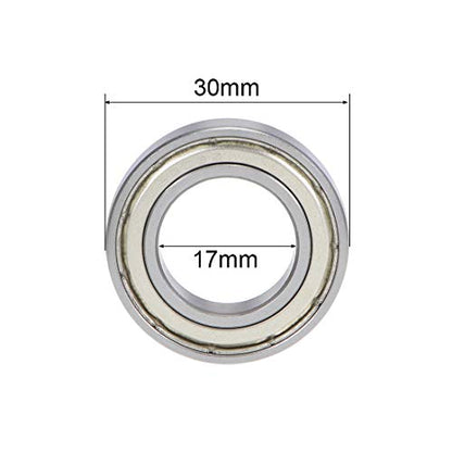 uxcell 6903ZZ Deep Groove Ball Bearings Z2 17mm x 30mm x 7mm Double Shielded Carbon Steel 2pcs - size: 17mmx30mmx7mm