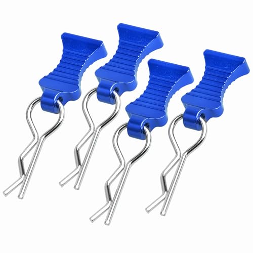 4-Pack Universal RC Body Clips with Tabs, Metal Handled Clips for 1/12 1/10 1/8 RC Cars and Trucks, Heavy Duty Body Mounting Clips Shell Replacement (Navy Blue) - color: Navy Blue