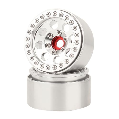 4PCS 1.9 Inch Beadlock Wheel Hub Rim Rims Aluminum Alloy for 1/10 TRX4 TRX6 Axial SCX10 D90 SCX10 II III AXI03007 GRT EX86190 RC Crawler Upgrade (D) - color: Silver