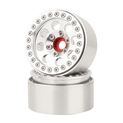 4PCS 1.9 Inch Beadlock Wheel Hub Rim Rims Aluminum Alloy for 1/10 TRX4 TRX6 Axial SCX10 D90 SCX10 II III AXI03007 GRT EX86190 RC Crawler Upgrade (D) - color: Silver