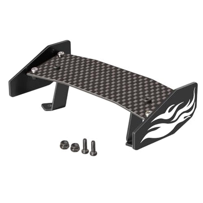 1/18 RC Rear Wing Carbon Fiber RC Tail Wing Compatible with LOSI 1/18 mini-T 2.0 RC Truck Upgrades (Black)