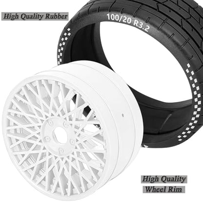 RC Wheels RC Tires for 1/8 Typhon 6S BLX,1/7 Infraction 6S BLX,Limitless,4PCS RC Wheels and Tires RC Truck Tires,Highway Tires Soft Tires,White