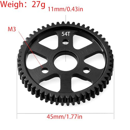 32P Spur Gear, 54T 0.8 Metric Pitch, Compatible with 32P, Hardened Steel 54 Tooth 0.8M Spur Main Gear for 1/10 TRAXXAS Ford Rustler Slash Stampede 4X4 Summit T-Maxx E-REVO Jato Arrma, Replace #3956 - size: M0.8-Spur Gear-54T