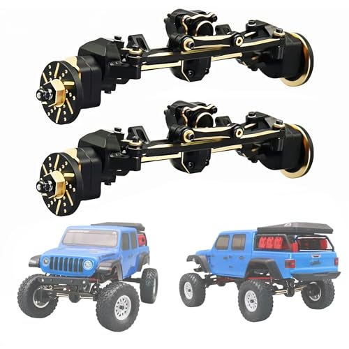 AMK 2pcs SCX24 Brass Front Axles (SCX24 4Wheel Steer) with 7mm Hex Wheel Hubs Counterweights for 1/24 RC Crawler Axial AX24 FCX24 SCX24 Upgrades