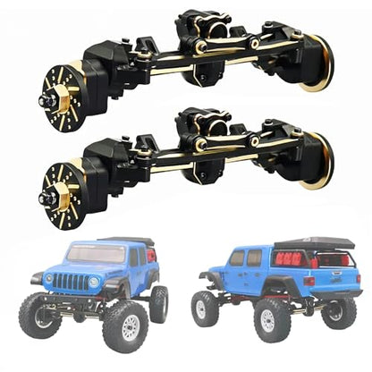 AMK 2pcs SCX24 Brass Front Axles (SCX24 4Wheel Steer) with 7mm Hex Wheel Hubs Counterweights for 1/24 RC Crawler Axial AX24 FCX24 SCX24 Upgrades