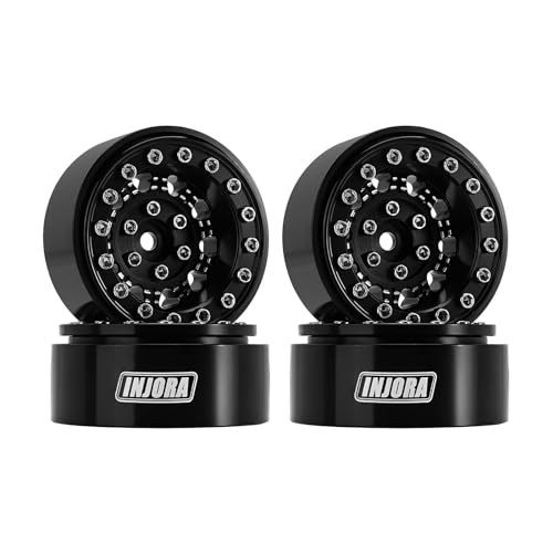 INJORA 1.3 Aluminium Beadlock Wheel for TRX4M SCX24 1/24 1/18 RC Crawler - color: Black Aluminum
