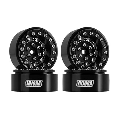 INJORA 1.3 Aluminium Beadlock Wheel for TRX4M SCX24 1/24 1/18 RC Crawler - color: Black Aluminum
