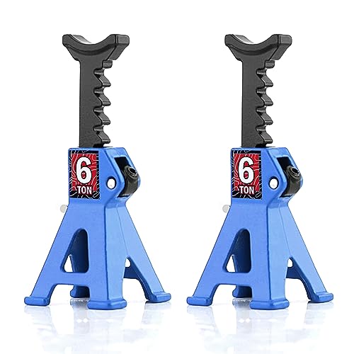 1/24 RC Toy Jack Stands 1/18 Simulation 6 Ton Metal Adjustable Mini Jacks Stand for 1:18 1:24 Scale Crawler Car Axial SCX24 Kyosho Tamiya HSP FCX24 TRX4M SCX24 AX24 Ford Bronco (Blue, 2 PCS) - color: Blue