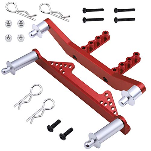 Hobbypark Aluminum Front & Rear Body Mounts with Body Posts Upgrade Parts for 1/10 Traxxas Slash 2WD Rustler Stampede VXL (Red) - color: Red