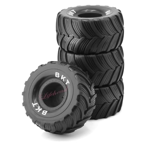 Lifehead 1/16 RC Monster Truck Snow Sand Tires for 1/12 1/14 1/16 RC Off Road Monster Truck TRAXXAS E-REVO SUMMIT Tamiya Losi HBX 16889 S1601/12mm Hex/OD 100mm - color: Black