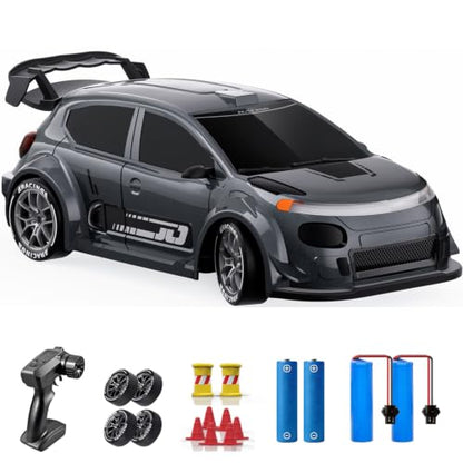 ACAMMZAR RC Drift Car, 1:24 Remote Control Car, 20KM/H 4WD Drift RC Cars with Lights, Extra Racing Tires, High Speed RC Cars for Kids Adults Boys Girls Beginners Indoor Outdoor - color: 819 Gray