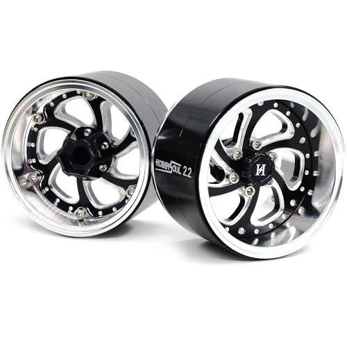 2.2 Beadlock Wheels Wide 40mm Adjustable Offset Rims for 1/10 RC Mud Crawler SCX10 Capra TRX4 Gen8 Everest gen 7 Pro Upgrades, HS701600 - color: Silver & Black