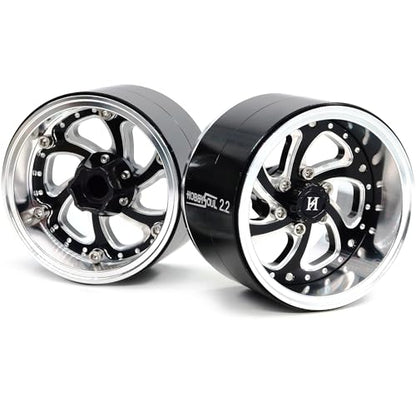 2.2 Beadlock Wheels Wide 40mm Adjustable Offset Rims for 1/10 RC Mud Crawler SCX10 Capra TRX4 Gen8 Everest gen 7 Pro Upgrades, HS701600 - color: Silver & Black