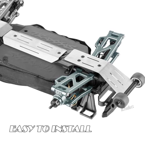 RC Upgrades Part for 1/16 (#107154-1) Mini Maxx 4WD,Tail Wheel/Skid Plate Stainless Steel Chassis/Protective Chassis Dirt Dust Resist Guard Cover/Mount Plate Motor Fixing Mount,Black - color: Black-(for 1/16）