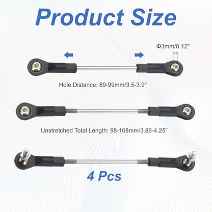 MECCANIXITY 4Pcs Adjustable Turnbuckles Camber Link, 89-99mm Turnbuckle Rod Steering Servo Linkage with M3 Ball Head Rod Ends for RC Car Replace Parts - size: 89-99mm