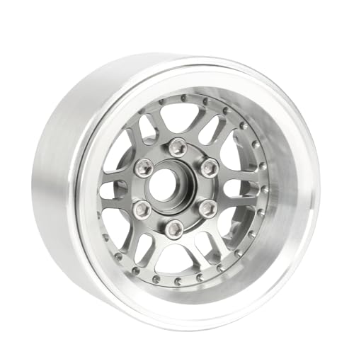 4PCS 1.9" Beadlock Wheel Rims Offset-10mm Aluminum Alloy Metal Wheel Hub for 1/10 RC Rock Crawler Car for Axial SCX10 TRX4 TRX6 D90 D110 Upgrade Accessories (Grey) - color: Grey
