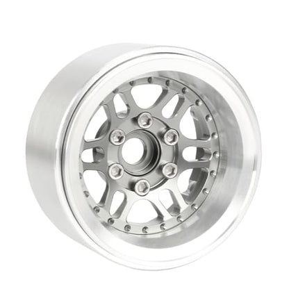 4PCS 1.9" Beadlock Wheel Rims Offset-10mm Aluminum Alloy Metal Wheel Hub for 1/10 RC Rock Crawler Car for Axial SCX10 TRX4 TRX6 D90 D110 Upgrade Accessories (Grey) - color: Grey