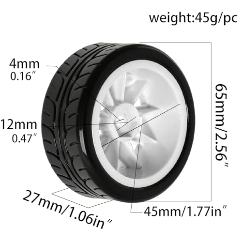 REDSPIDER 1/10 RC On-Road Wheel Tires 2.56" OD 10-Spoke Plastic Wheel hub and Rally Tires 12mm Hex Fit for 1/10 Tamiya TT01 TT02 XV02 XV01 WLtoys HSP Kyosho WR8 RedCat Sakura HPI (White) - color: White