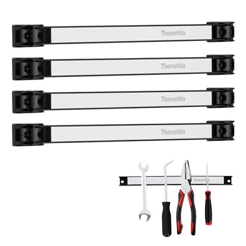 12" Magnetic Tool Holder Strip, 4 Pieces Silver Metal Tool Organizer Rack with Stainless Steel Surface, Magnet Bar for Garage Workshop, Easy To Install with Mounting Screws - color: Silver 4PC, size: 12"