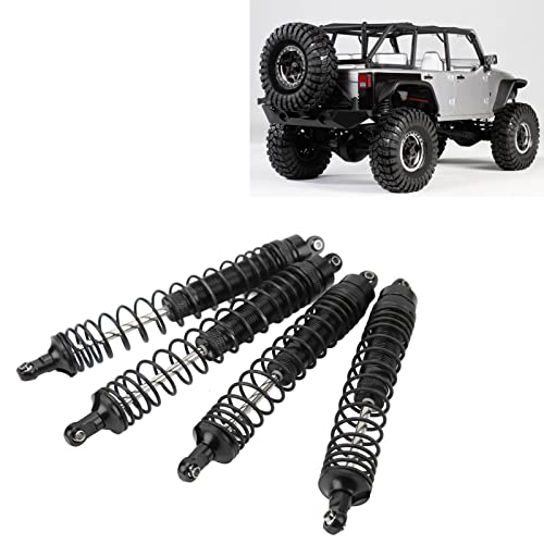 1/10 RC Shock Absorbers 150mm 135mm Aluminum Alloy 4mm Shaft 4-Piece Set, Adjustable Threaded Preload for Axial Ryft 4WD, OilFilled CoilOver Damping for Rock Crawling (Black) - color: Black