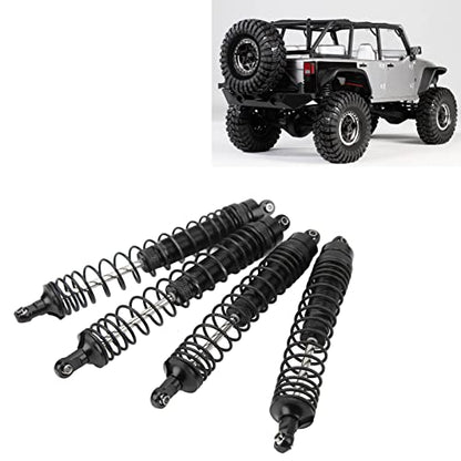 1/10 RC Shock Absorbers 150mm 135mm Aluminum Alloy 4mm Shaft 4-Piece Set, Adjustable Threaded Preload for Axial Ryft 4WD, OilFilled CoilOver Damping for Rock Crawling (Black) - color: Black