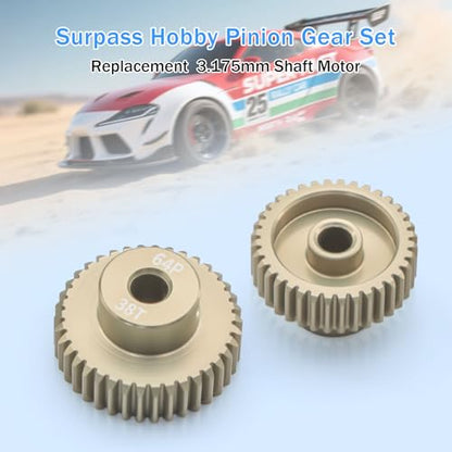 Surpass Hobby 64DP Pinion Gear 36T 37T 38T 39T 40T 3.175mm Motor Gears for 1/10 RC Car Brushed Brushless Motor Parts - size: 36T 37T 38T 39T 40T