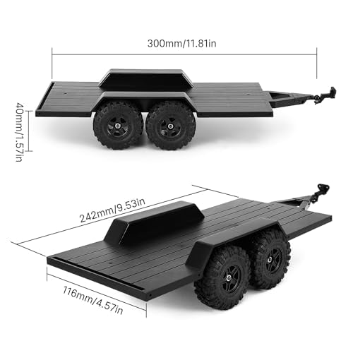 INJORA Utility Trailer with Hitch for 1/18 RC Crawler Car TRX4M Upgrade