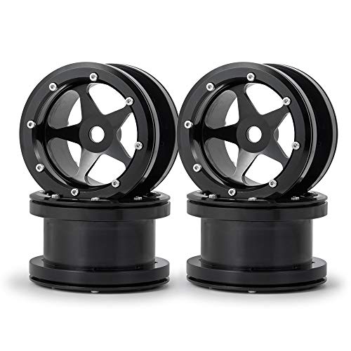 MOHERO 2.2” Alloy Beadlock Wheels Rims 40mm for 1/10 Axial Wraith 90018 90048 90053 RBX10 Gen7 Gen8 TRX6 SCX10-III RC Rock Crawler Upgrade Parts (Black) - color: Black