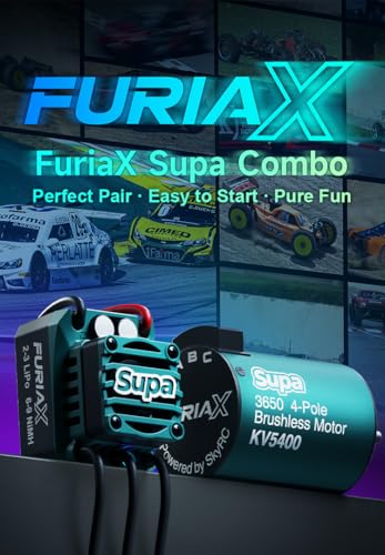 FuriaX Supa 3650 Motor 60A ESC RC Car Speed Controller 2-3S LiPo 3.175mm Shaft for 1/10 Touring Buggy Short Course Truck (3650-4000KV 60A Combo)