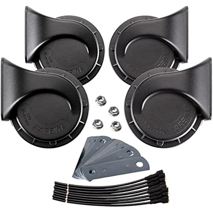 FARBIN Train Horn for Truck Car Horns Waterproof Auto Horn Electric Horn | 4Pcs, black classic design, waterproof, 12V 130dB loud, universal for any 12V vehicles - style: Two pairs of horn