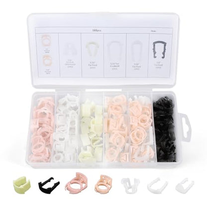 Wuyaoyao 160PCS Car Fuel Line Clips, 7 Sizes Nylon Fuel Line Retainer Clip Assortment Kit, 3/8" & 5/16" Automotive Fuel Line Clamp Replacement, Fuel Line Repair Kit for Select Vehicles (160PCS)