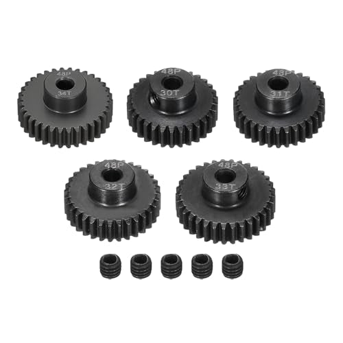 48 P Steel Pinion Gear Set 30T 31T 32T 33T 34T for 3.175 mm Shaft Hardened Steel Pinion Gear with Screws for RC Car Motor