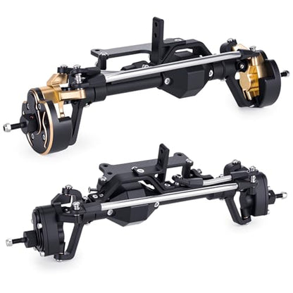  Front Rear Portal Axle Set CNC Aluminum & Brass 4WS Axles for 1/10 RC Crawler Axial Capra 1.9 UTB Cheater Rigs LCG Chassis Upgrade Parts (Black Front Rear Kit) - color: Black Front Rear Kit