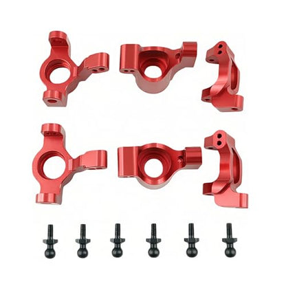 Steering Blocks & Caster C-Hubs Set for LaTrax Teton Rally RC Car (Red) | Aluminum,Knuckle,C-Cup,Stub Axle Carrier,1/18,Desert Prerunner,Upgrade Parts,7532 Compatible,7552X Compatible - color: Red