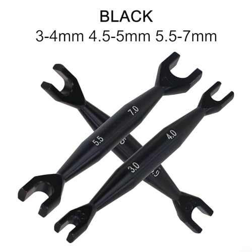 Rc Car Wrench Set, Aluminum Open End Spanner, Double End Tool Kit, 1/10 Rc Crawler Wrench, 3Mm 4Mm 5Mm Nut Driver, Axial Scx10 Tools, Hobby Repair Hand Tools(black) - color: Black
