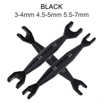 Rc Car Wrench Set, Aluminum Open End Spanner, Double End Tool Kit, 1/10 Rc Crawler Wrench, 3Mm 4Mm 5Mm Nut Driver, Axial Scx10 Tools, Hobby Repair Hand Tools(black) - color: Black