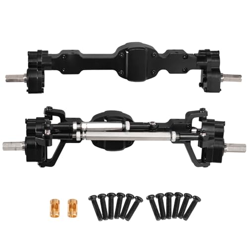 CNC Aluminum Anodized Full Metal Portal Axle Assembly for JJRC C8815 1/10 C8835 1/16 MB Retro RC Crawler Upgrades Parts (Black 1 Set) - color: Black 1 Set