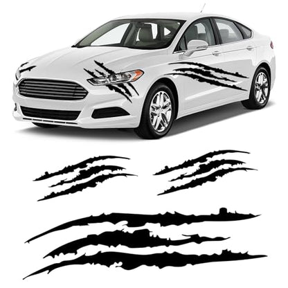 3-Pack Vinyl Claw Mark Decals | Hood, Headlight & Body Scratch Stripe Stickers for Car, Truck, SUV, Motorcycle(Black) - color: Black
