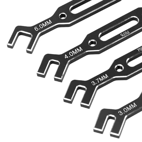 Yosoo Health Gear RC Ball Tie Rod Adjustment Wrench Set, 4PCS Aluminium Alloy Turnbuckle Nut Tool 3.0-6.0mm Sizes, for Car Crawler Drone Boat Repair (Black) - color: Black